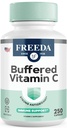 FREEDA C-vitamiini - Puskuroitu C 500 mg - Kosher - Tehokas antioksidantti Immuunituki - Herkkä vatsa vitamiinit C kapselit kalsiumaskorbaatti - C-vitamiini 500 mg - VIT C-lisä (250 kreivi)