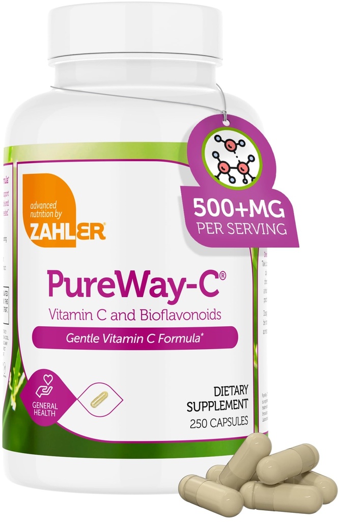 Zahler C-vitamiini 500 mg - C-vitamiinin kapselit 500 mg Bioflavonoidit - Hellävarainen vatsa - Immuunituki - Gluteeniton ei-GMO VIT C 500 mg C-vitamiinin täydentää aikuisille (250 Count)
