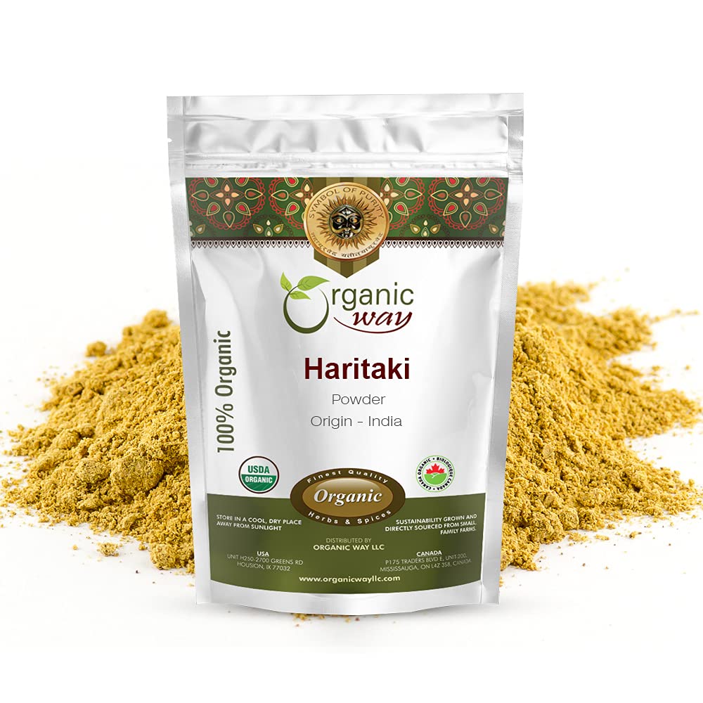 Organic Way Premium Quality Haritaki Powder (Terminia Chebula) - Organic & Kosher Certified 