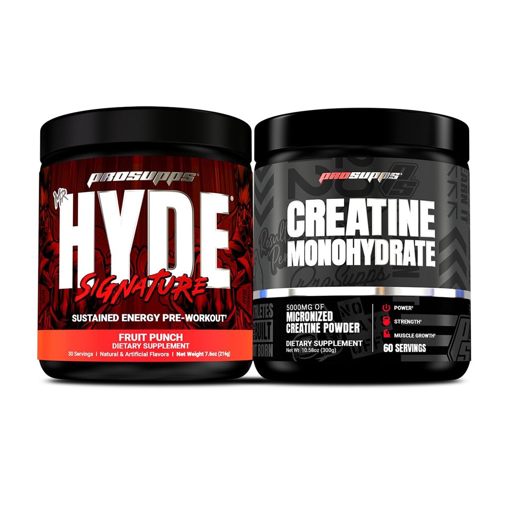PROSUPPS Hyde-allekirjoitus jatkoa esityölle, hedelmäpunch ja Creatiini 300 Bundle