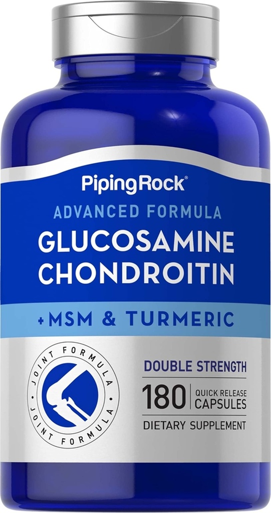 Piping Rock Glukosamiini Chondroitin MSM ja Turmeerinen 180 kapselia ... Kompleksinen lisäosa...
