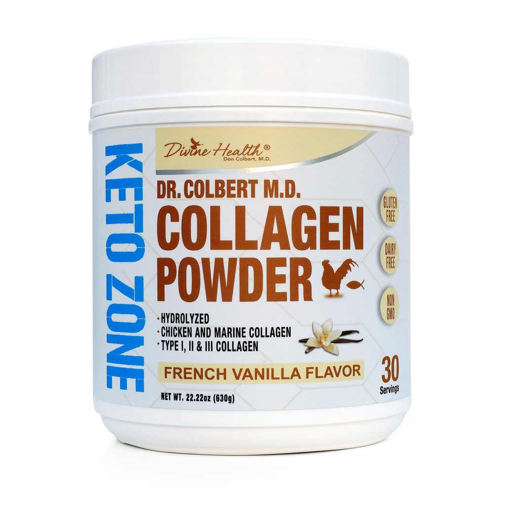 Dr. Colbert, MD Hydrolysed Collagen Powder ... Vanilla Flavor ... tyyppi I, II, III Chicken & Marine Collagen Peptides... Tuki hiukset, iho, kynnet ja nivelet...