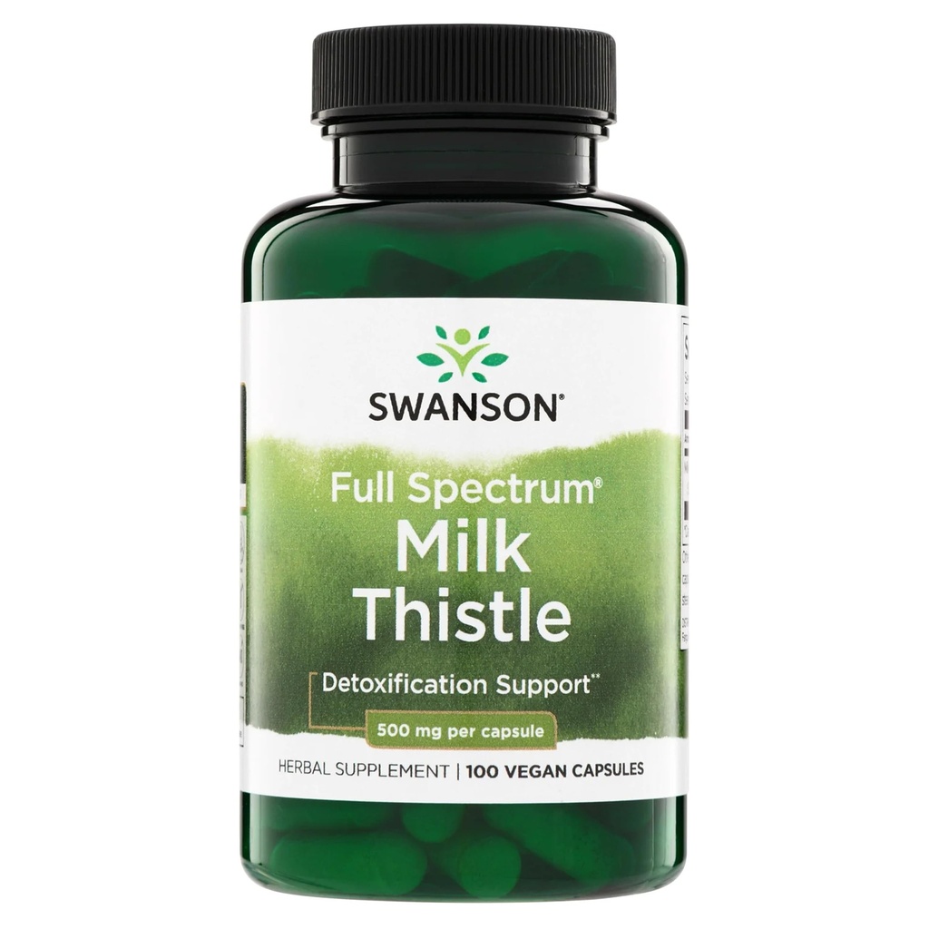 Swanson Full Spectrum Milk Thistle Liver Health täydennysosa aikuisille etsivät Natural Detoxification ja antioksidantti tuki - 500 mg (100 vegan kapselit)