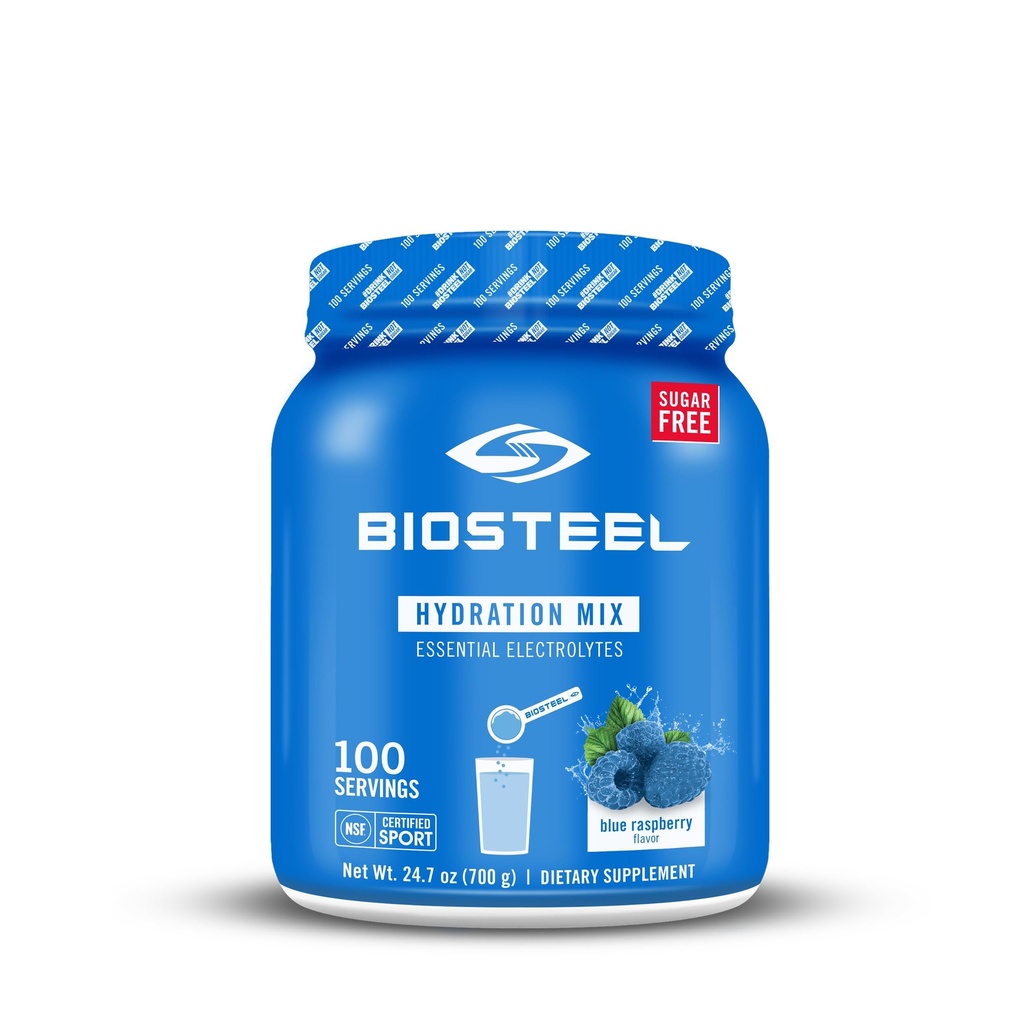 BioSteel Zero Sugar Hydration Mix, Maukas nesteytys 5 Essential Electrolytes, Sininen Vadelma maku, 100 tarjoilua per Tub