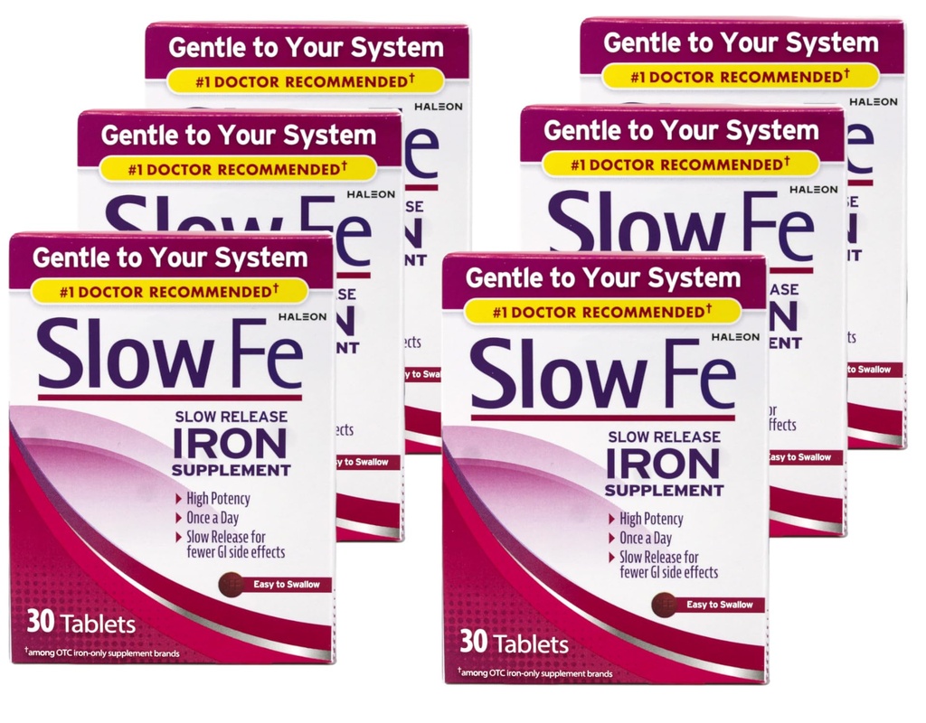 Slow Fe Slow Release Iron, Tabletit 30 ea (Pack of 6)