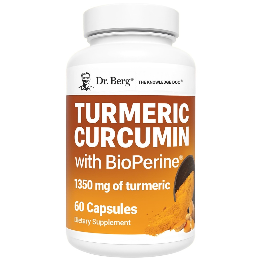 Dr Berg (Endast 2 per dag) gurkmeja tillskott med svartpeppar (BioPerine) - 1350 mg gurkmeja Curcumin tillskott med 95% Curcuminoids - gurkmeja Curcumin med svartpeppar - 60 gurkmeja kapslar