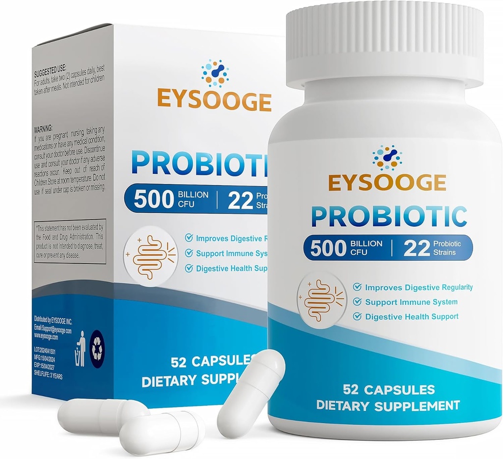 Probiootit naisille ja miehille, Pro Formula, Daily Probiootti Supplement, auttaa rauhoittaa satunnainen vatsan turvotus ja turvotus, 500 miljardia PMY, 22 kanta, 52 kapselia