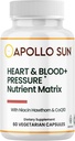 APOLLO SUN Heart and Blood+Paine Lisäravintoaine Nutrient Matrix Hawthorn Extract, Niacin, ja COQ10, 60 kasvissyöjän kapselit