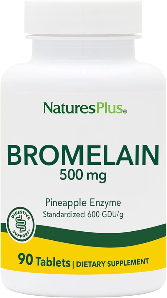 Natures Plus bromelain - 500 mg, 90 Kasvisruokaa - Luonnollinen Proteolyyttinen Enzyme täydennysosa - Gluteeniton - 90 tarjoilu
