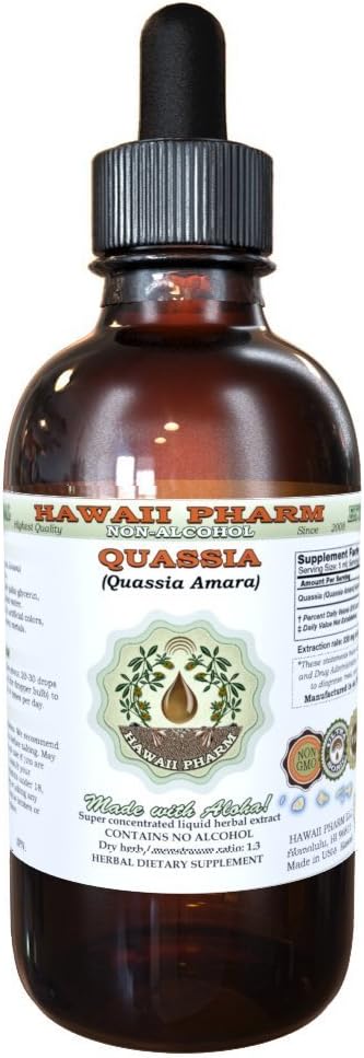 Quassia alkoholiton nesteuute, Quassia (Quassia Amara) kuivattu Bark Glycerite Natural Herbal Supplement, Havaiji Pharm, USA 2 fl.oz