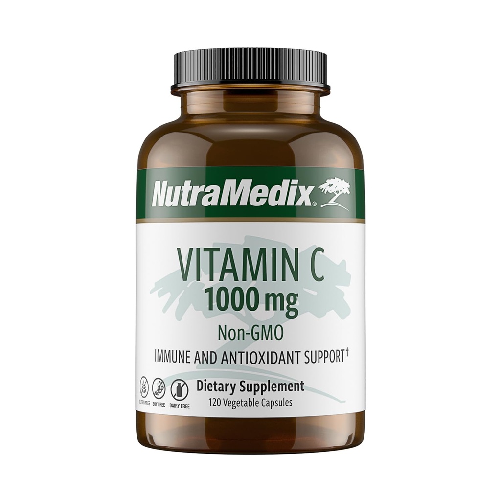 NutraMedox C-vitamiini 1000 mg - Antioksidantteja täydentää immuunitukea & Heart Health - C-vitamiini Askorbiinihappo - Vegaani, ei-GMO (120 kasvissyöjä kapselit)