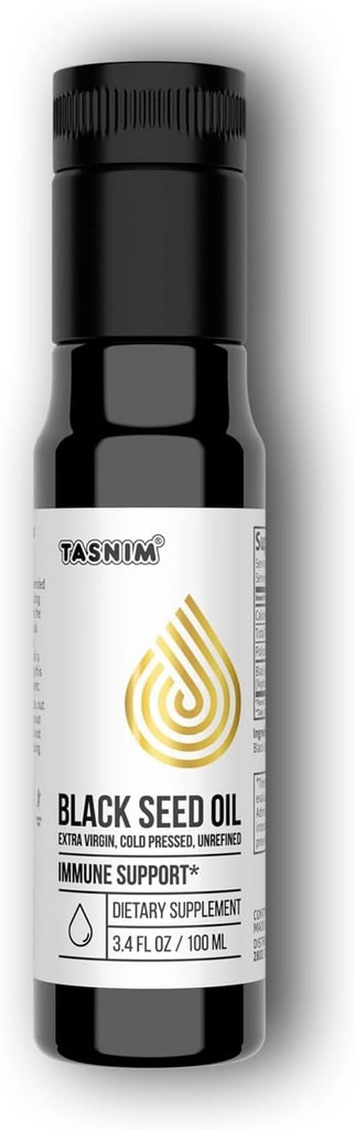 100% Etiopian BlackSeed Oil 3.4 Fl Oz - Cold Pressed Black Seed Oil for Immuun Support, High Potency 5,7% - 21% Thymokinone Skin, Hair & Overll Health - Jalostamaton Musta Cumin Seed Oil - Gluten Free