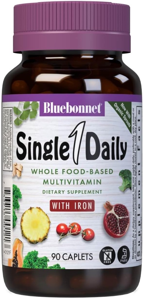 BlueBonnet Super Earth Single Daily Multi-Nutrient Formel Iron Caplets, 90 Count Green
