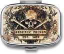 Metal 2 Compartment Pill Organizer Travel Friendly Portable Compact Pill Box Cute Pill Case för att hålla vitaminer, fiskolja, tillägg, Meds, tablett för handväska, ficka. (1492.)