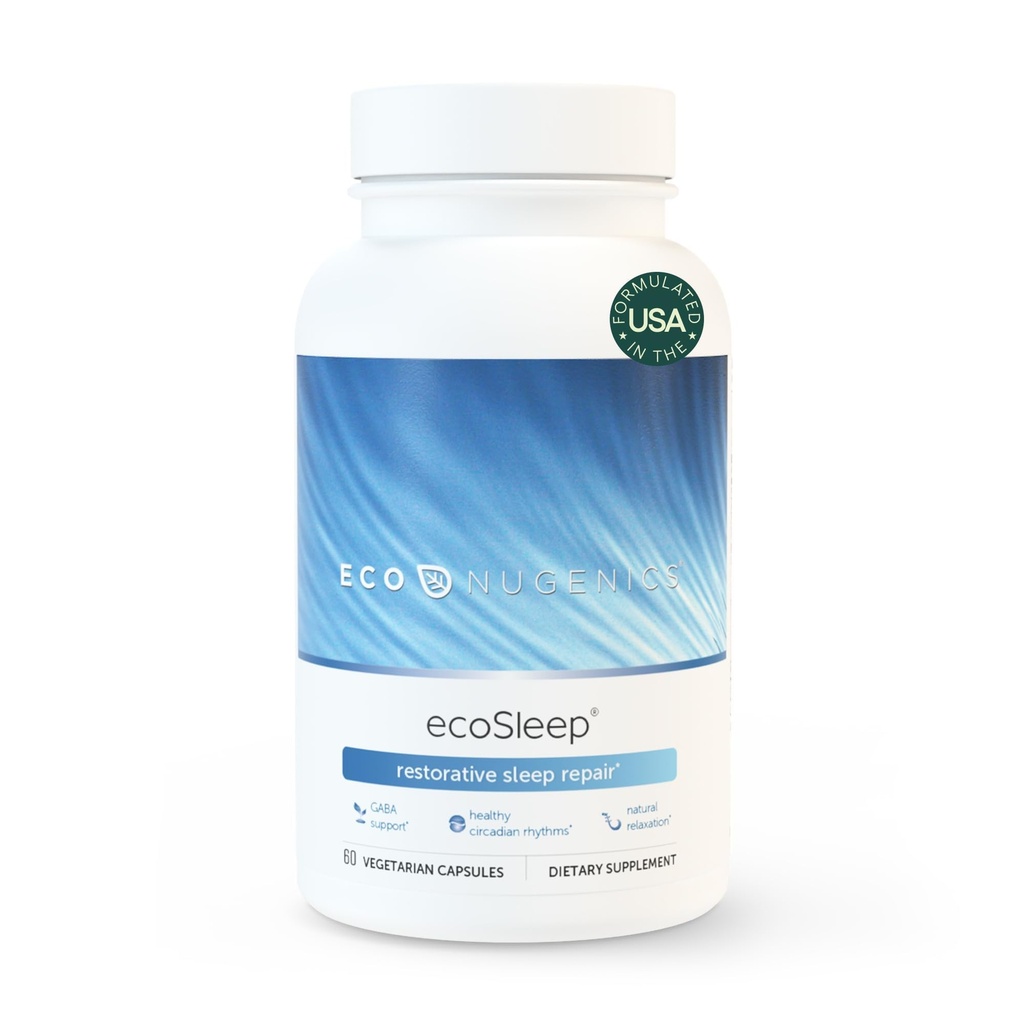 EcoNugenics ecoSleep: Uniapu GABA Support Blend, Magnesium, L-Theanine, Niacin ... Helps Promote Deep Sleep, Terve Circadian Rhythms, Rentoutuminen, Rauhoitu, Rauhoitu.