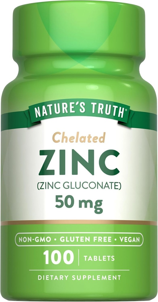 Nature's Truth Celated Sinc 50 mg tabletti - 100 ct, 2 tabletin pakkaus