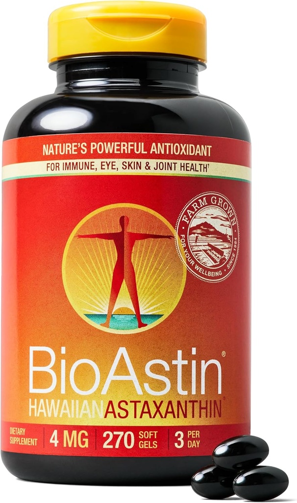 Nutrex Havaiji BioAstin Hawaiian Astaksantiini - 4 mg, 270 Softgels - Farm-Direct Premium Antioksidantti Supplement to Support Eye, Skin, Joint & Immuuni System Health -Non-GMO & Gluten-free