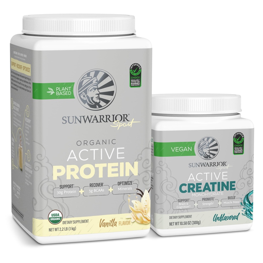 Sunwarrior Creatine Powder & Vanilla Active Organic Protein Powder Set ... Bundle & Save ...