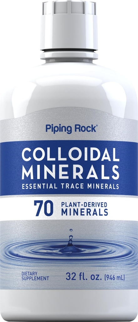 Piping Rock Colloidal Minerals Liquid | 32 fl oz | Unflavored Tincture Supplement | Plan Derived Essential Trace Minerals | Vegetarian, icke-GMO, Gluten Free