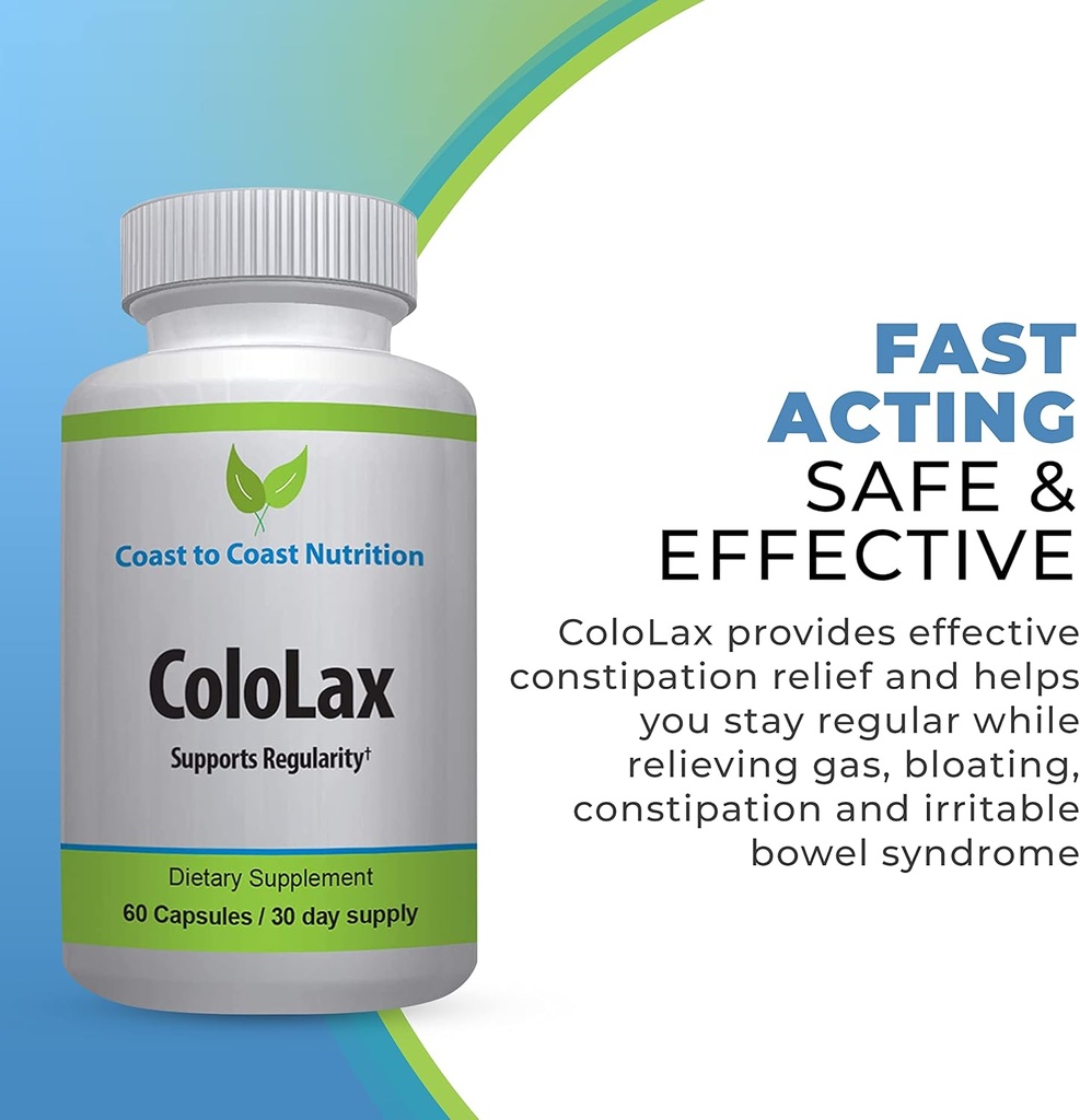 ColoLax Lievä Ummetus Helpotus aikuisille - Jakkara Softener & Colon Cleanse with Psyllium Husk - Support for Säännöllisyys, helpotus kaasusta ja turvotus tuki - 60 kapselia