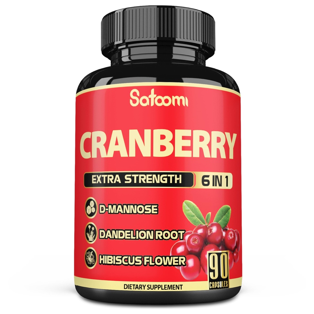 Satoomi 6in1 Cranberry piller för kvinnor - 3-månaders leverans - 6 växtbaserade ingredienser extrakt - 90 Veggie kapslar