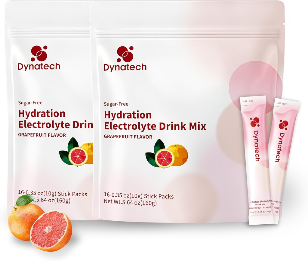 Dynatech Zero Sugar Electrolyte Drink Mix - Greippi - Hydraation Powder Packets 10 Elektrolyyttejä ja vitamiineja ...