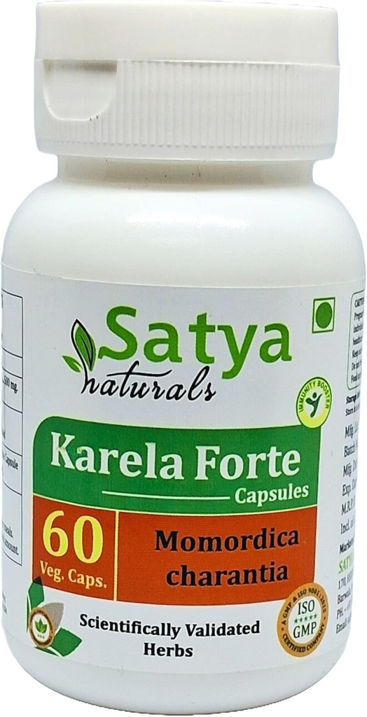 Bitter Melon Forte kapselit 500 mg. 60 Veg. Kapseli Karela (Momordica Charantia) Purukapselit miehille ja naisille Ayurvedic kasviperäisten täydennysosa / Remedies 10:1 Forte (1 pullo 60 kapselia)