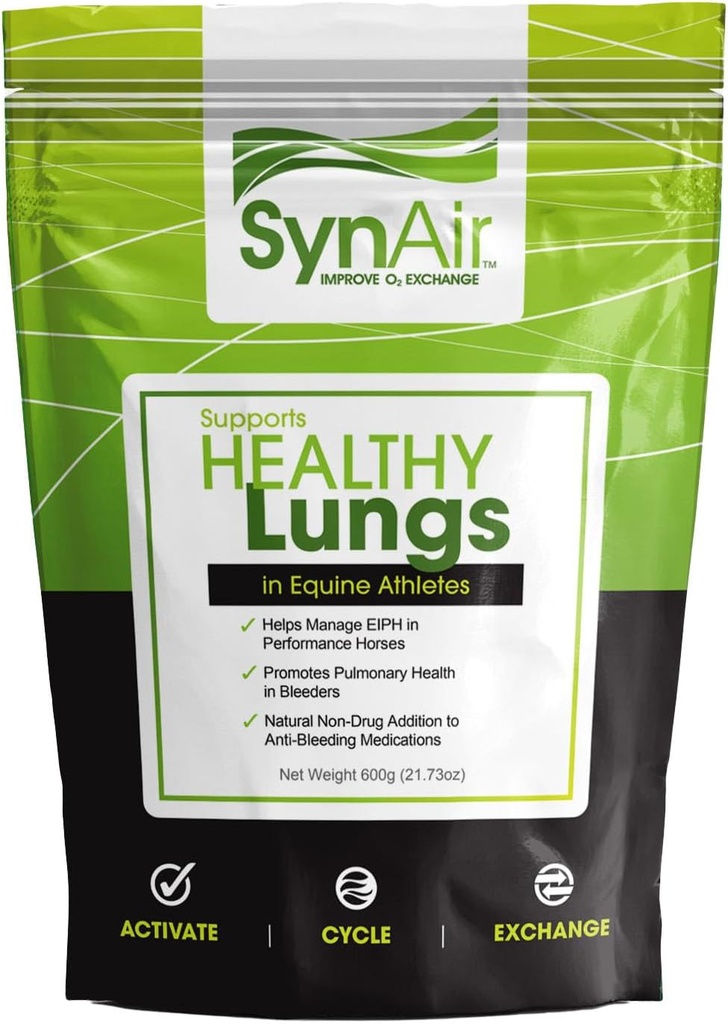 SynNutra Equine SynAir – Natural EIPH Management & Lung Support för hästar – Drug-Free Formel för att främja Airway Health & Recovery – Made in USA