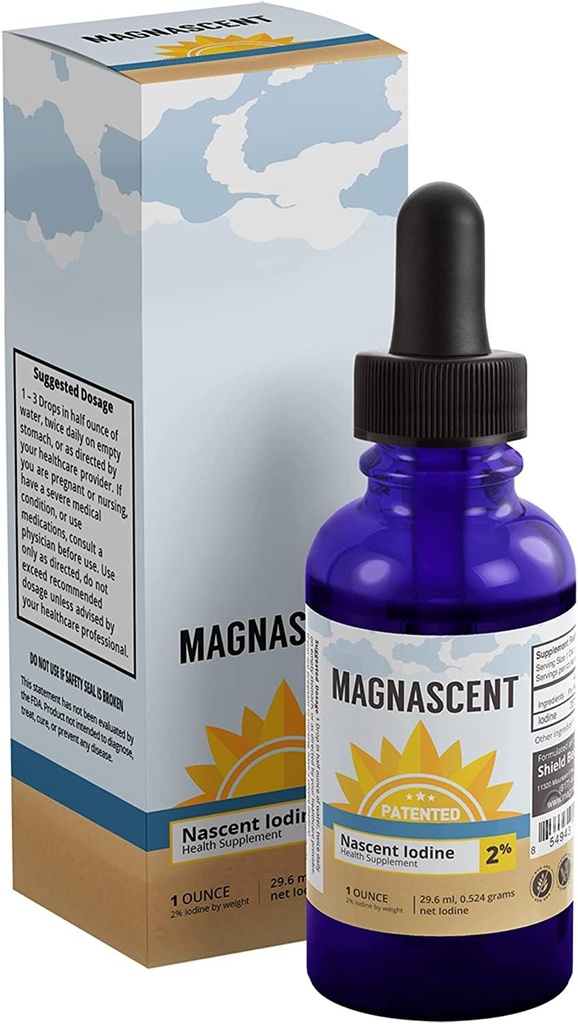 Nascent Iodine Organic Daily Health Supplement High Potency 2% koncentrerad flytande joddroppar stöder energi och metabolism (1oz / 30ml)
