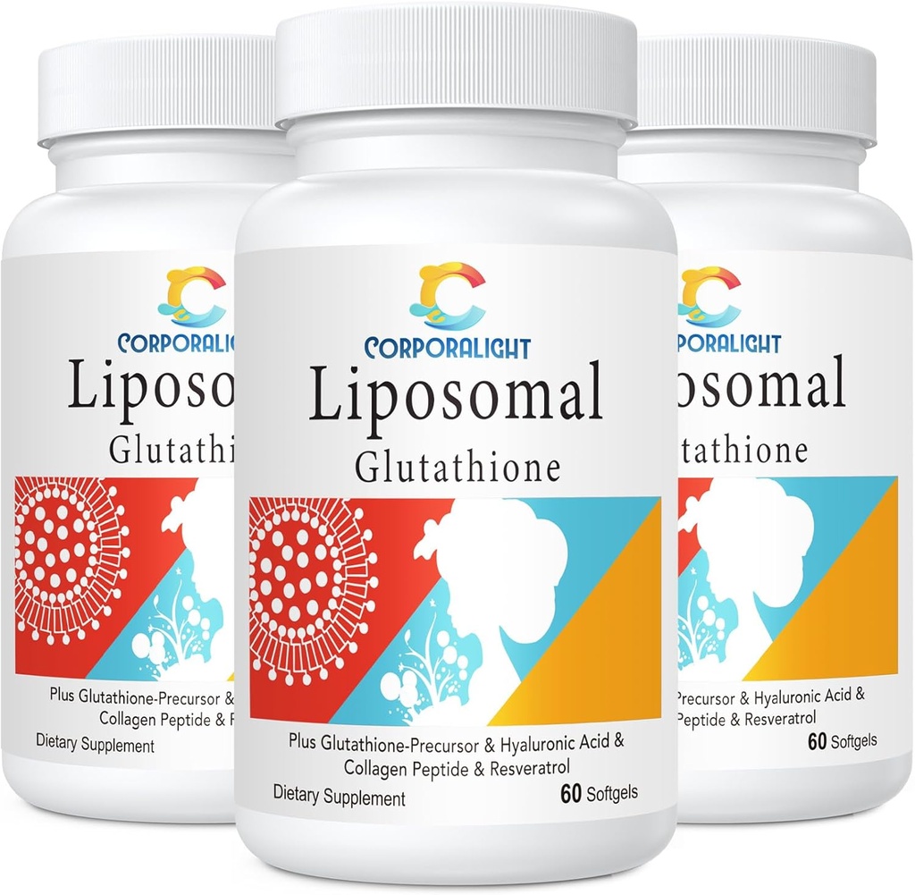 Liposomal Glutatione Softgels, Enhanced Absorption - Liposomal Delivery, Active Form L-Glutatione, Cellular, Immunity Function & Liver Detox, Rikas antioksidantti Formula, Gluteeniton, 180 Softgels