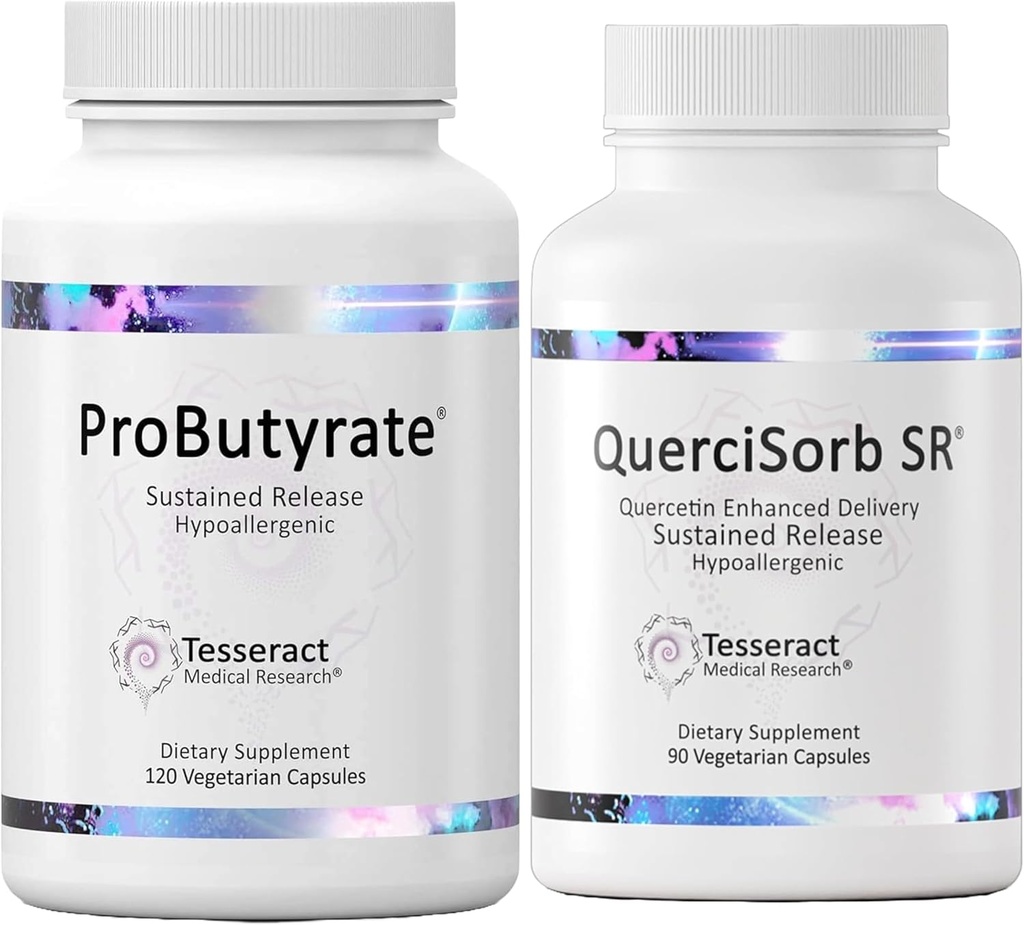 Tesseract Gut & Immune Support Bundle - ProButyrate 600mg & QuerciSorb SR Quercetin 400mg, 120 + 90 kapslar, Gastrointestinal & Immune Health, Hypoallergenic