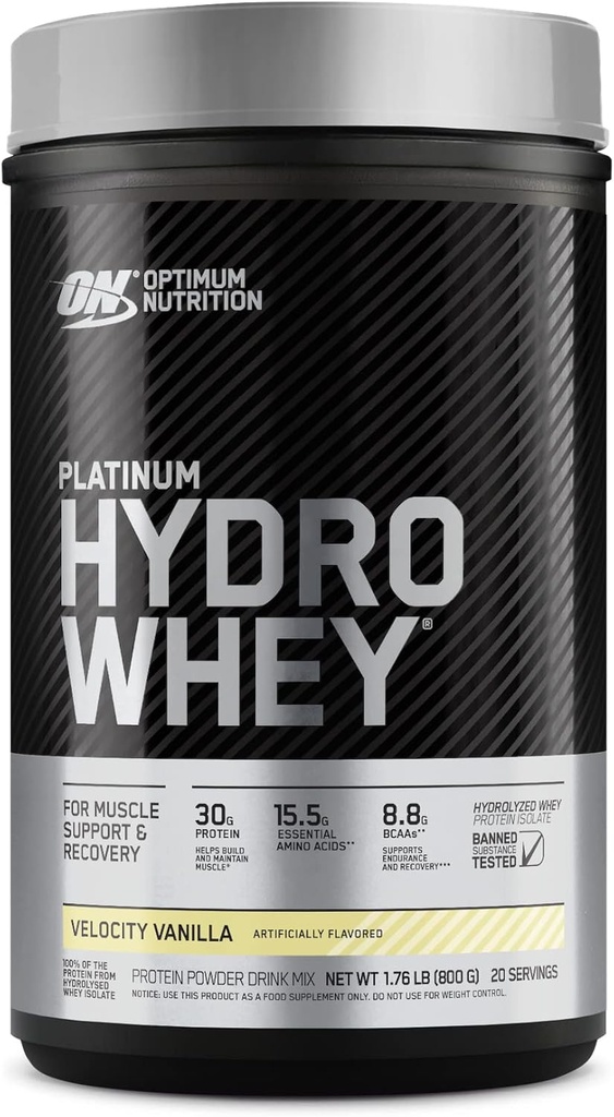 Optimum Nutrition Platinum Hydrowhey Protein Powder, 100% Hydrolysed Whey Protein Isolate Powder, Maku: Velocity Vanilla, 1,75 punta