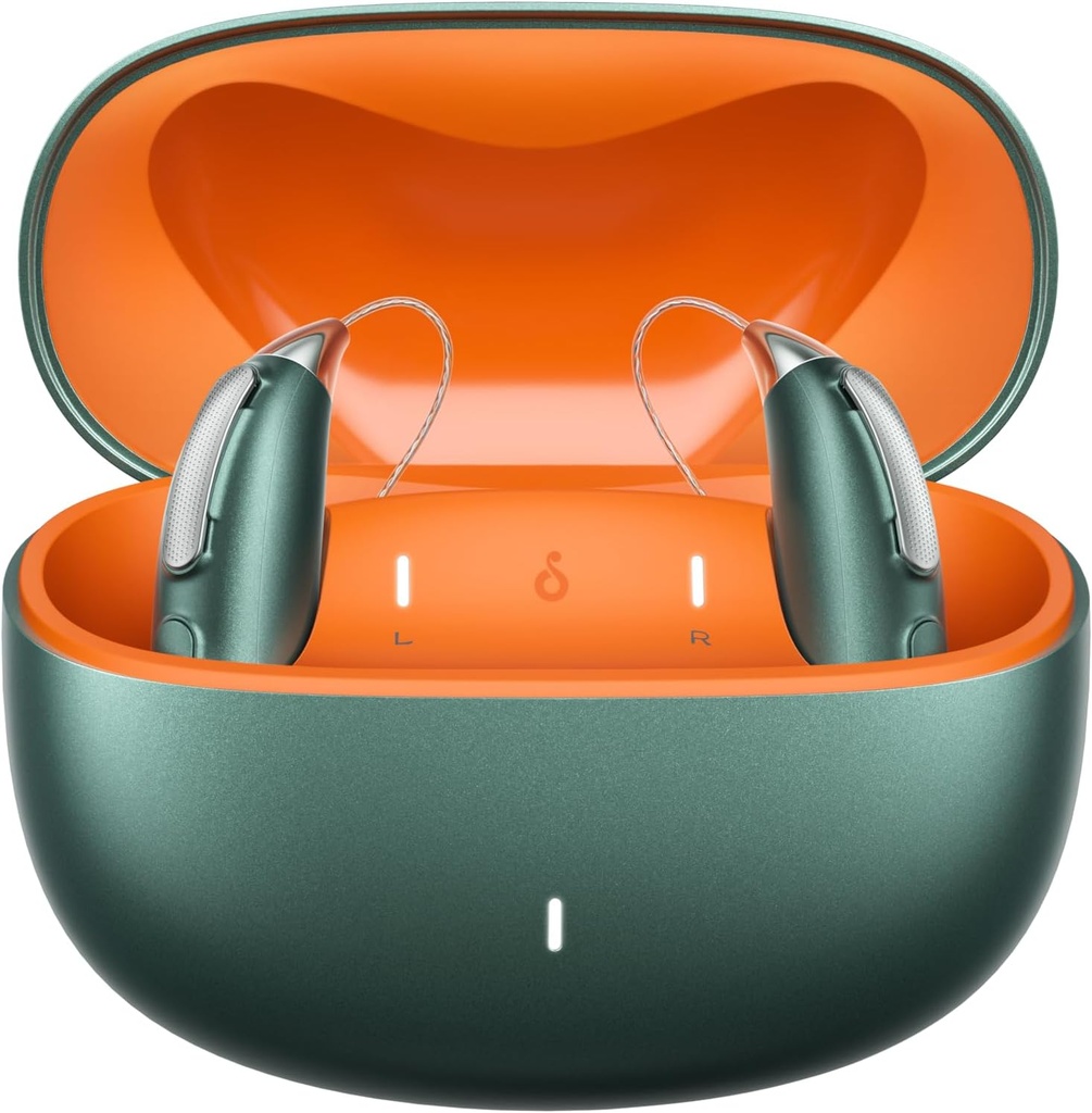 Ladattava Bluetooth kuuloapuvälineet lievästä vakavaan kuulon menetys - OTC - Smart Fitting - RIC (Receiver-in-Canal) Design with noise reduction - Sisältää latauslaatikko, vihreä