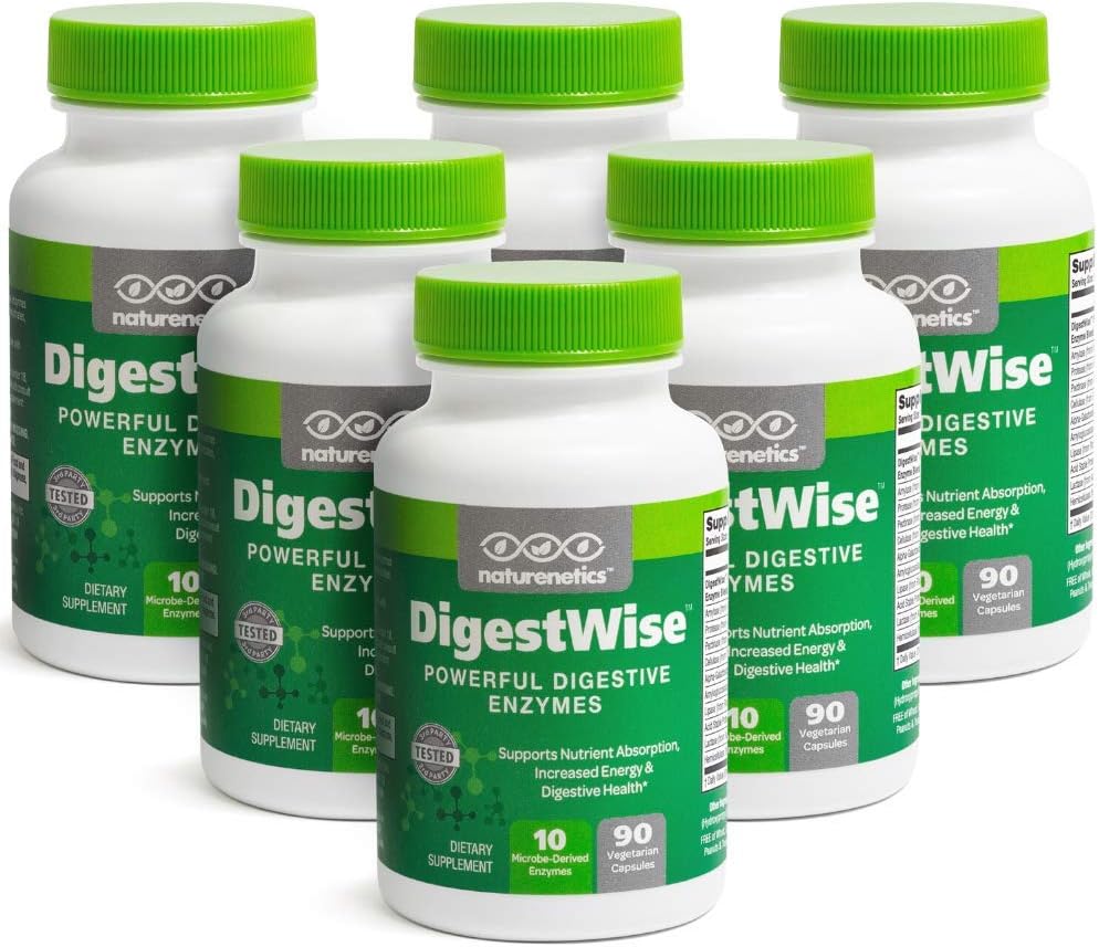 DigestWise Dgestive Enzymes - 10 Powerful Vegan Enzymes tukemaan digestio, kaasu, turvotus ja ummetus Relief - Keto Friendly - Lab Tested - 90 kapselia (6)