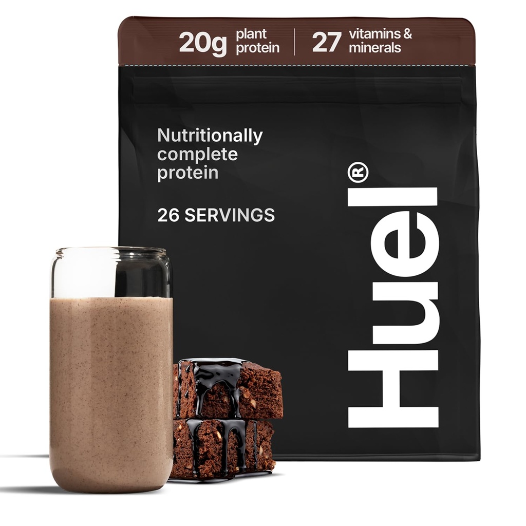 Huel Vegan Protein Powder | Chocolate Fudge Brownie | Fullständig näring | 20g Protein Powder | 100% Plant-Based | 27 Vitaminer & Minerals, Gluten Free, Non-GMO, Lactose Free | 26 Besparingar