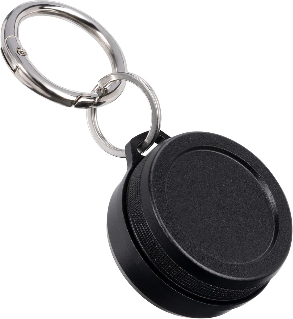 Metalli kantolaukku - Portable Daily Travel Keychain Pill Holder Vedenpitävä, Pieni säiliö korvatulppia, pillereitä, kolikoita Yhteensopiva Loop, Eargasm & Vibes, Compact Mini laukku pilleri kotelo (musta)