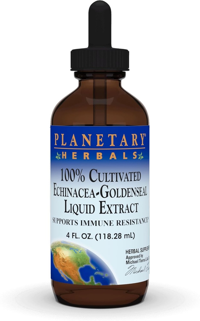Planetaariset kasvit 100% Cultivated Echinacea-Goldenseal uute, 4 oz