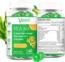 2 Pack Organic Irish Sea Moss Gummies med Black Seed Oil, Chlorophyll - Thyroid, Mood, Energy & Immune Support - Kvinnor & Män, Vuxen & Barn - 120 Vegan Gummies