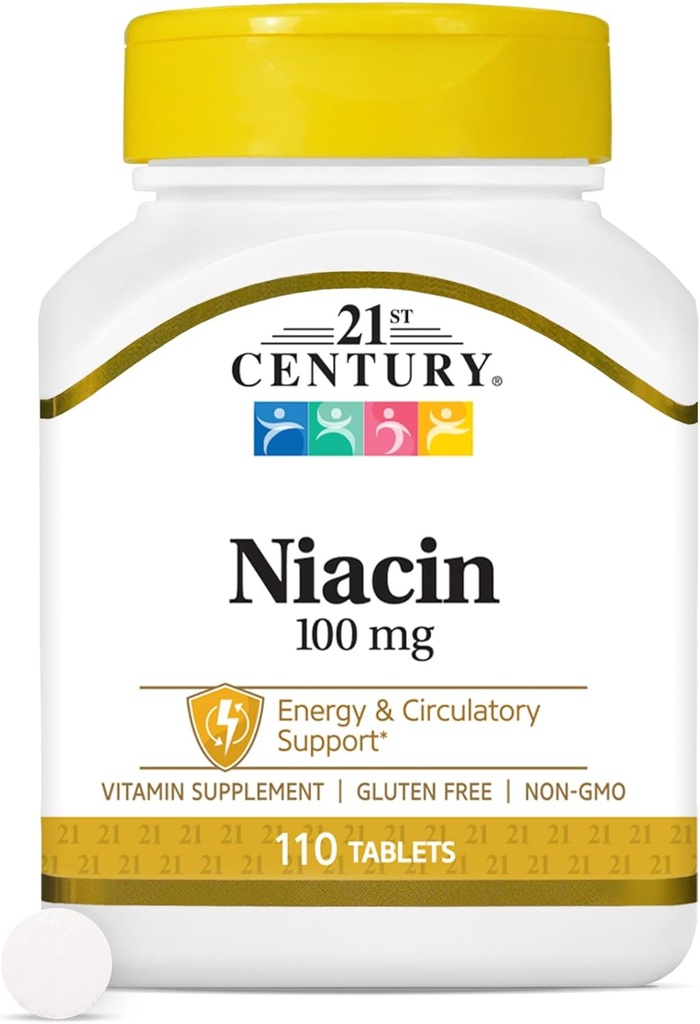 21st Century Niacin tabletter, 100 mg, 110 greve
