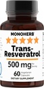 Trans Resveratrol 500 mg - 60 Veg kapslar | 250 mg per kapsel - Serverar storlek 2 kapslar: 500 mg - 30 portioner