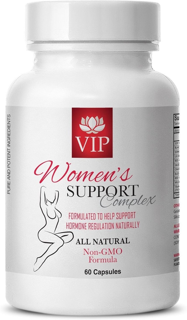 Menopause Relief lisäravinteet - naisten tuki Complex Natural - musta Cohosh kapselit, vaihdevuodet täydentää naisille, kuukautiset sääntely, lakritsi juuri, siunattu ohdake, 1 pullo (60 kapselia)