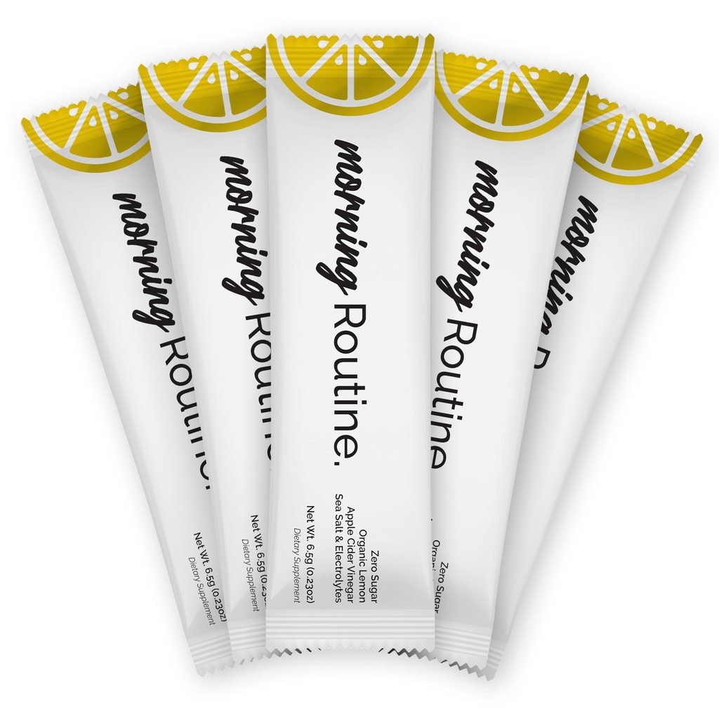 ROUTINE Morning Daily Hydration | Electrolyte Powder Packets med Apple Cider Vinegar, Lemon och Sea Salt | Keto & Paleo-Friendly Electrolyte Drink Mix (5 Pack)