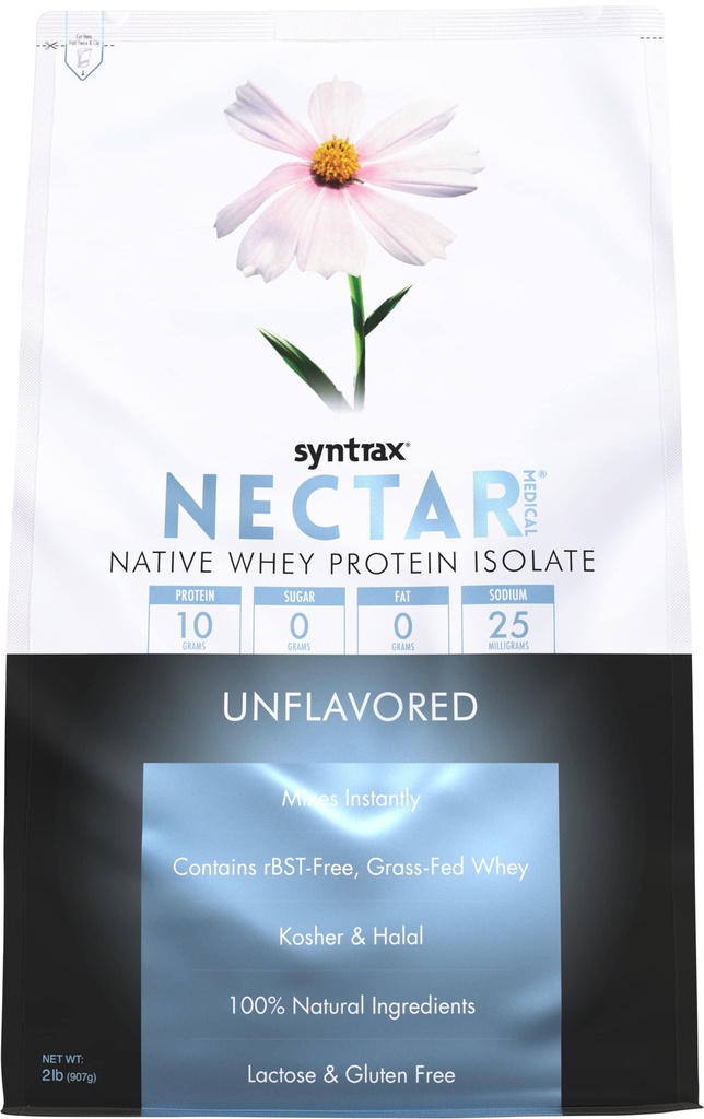 Syntrax Nutrition Nectar Medical, Kaikki luonnolliset heraproteiini-isolaatti, Makuton, 2 kg. (2 punta, Mautonta)