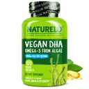 NATURALO Vegan DHA - Omega 3 öljyä Algae - täydentää aivot, sydän, Joint, silmien terveys - Tarjoaa Essential rasvahapot naisten miesten ja lasten - täydentää prenataali vitamiinit - 120 Softgels