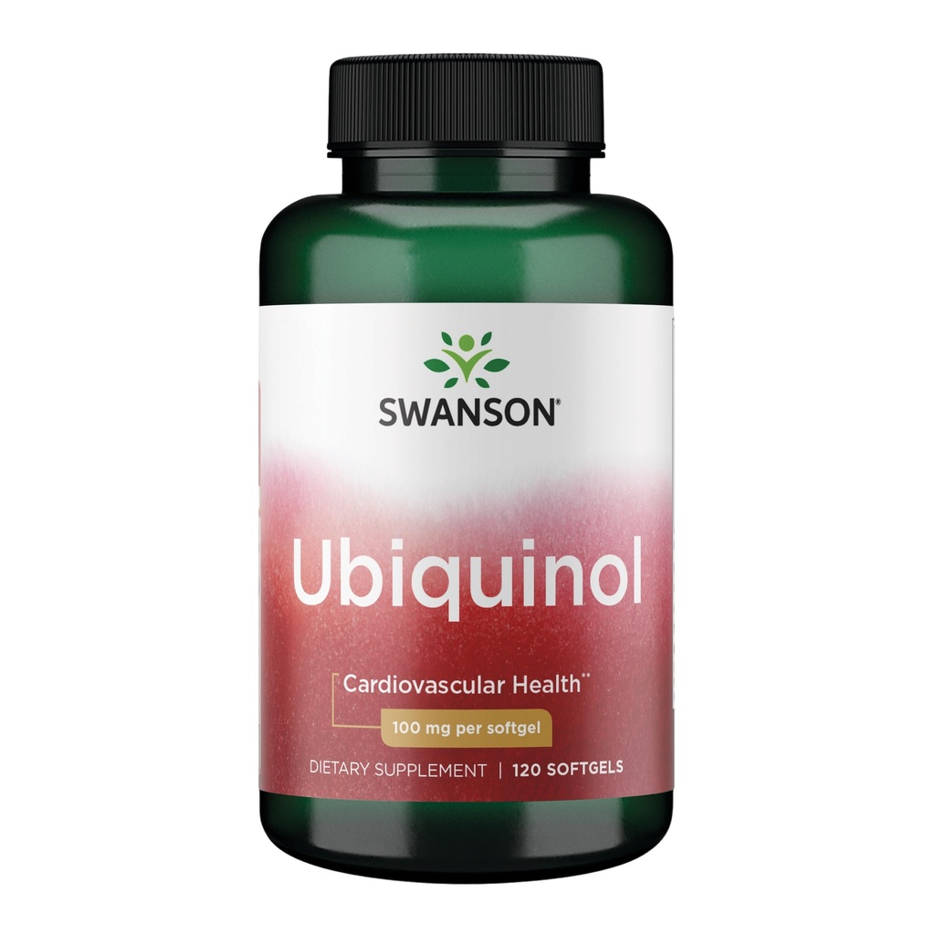 Swanson Ubiquinol - 100 mg - Heart Health, Brain Energy & Antioxidantti tuki - Aids ATP tuotanto* - ei-GMO - 120 Softgels