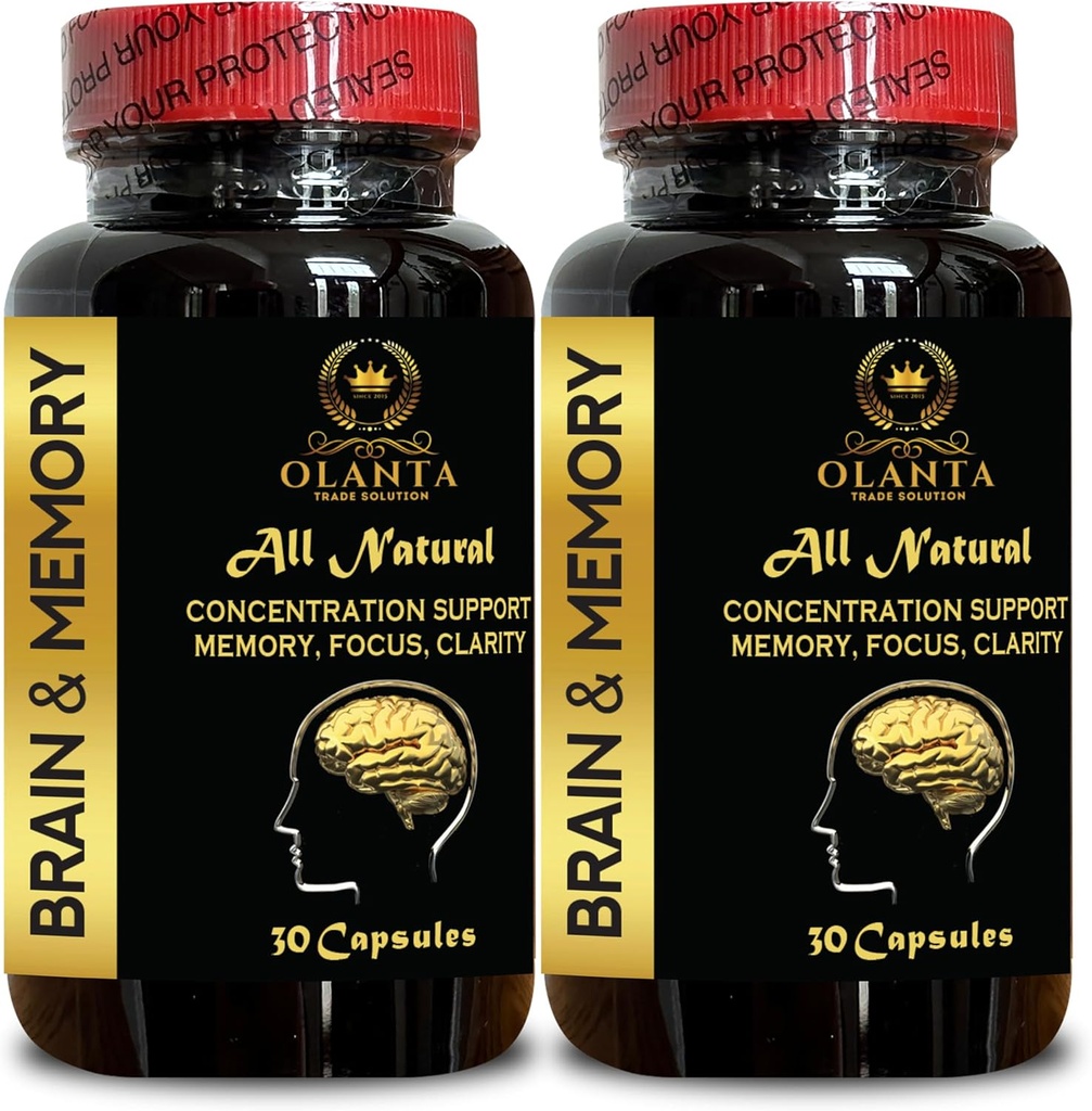 Aivojen muistituki - Aivojen optimointi tuki, Luomu Ginkgo biloba lisäravinteet, Boosts Alertness + Tukee henkistä, muistin parannus - 2 pullot 60 kapselia
