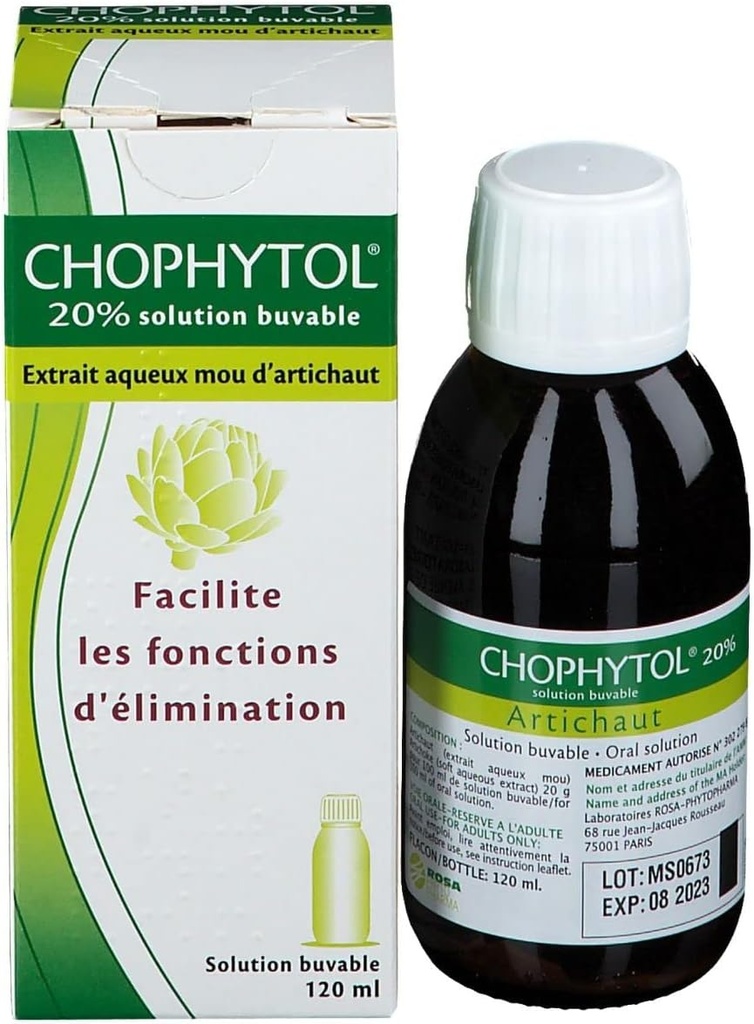 Chophytol 20% - Juotava ratkaisu (Artisokan kanssa) - edistää maksan ja munuaisten toimintaa - 120ml Pullo
