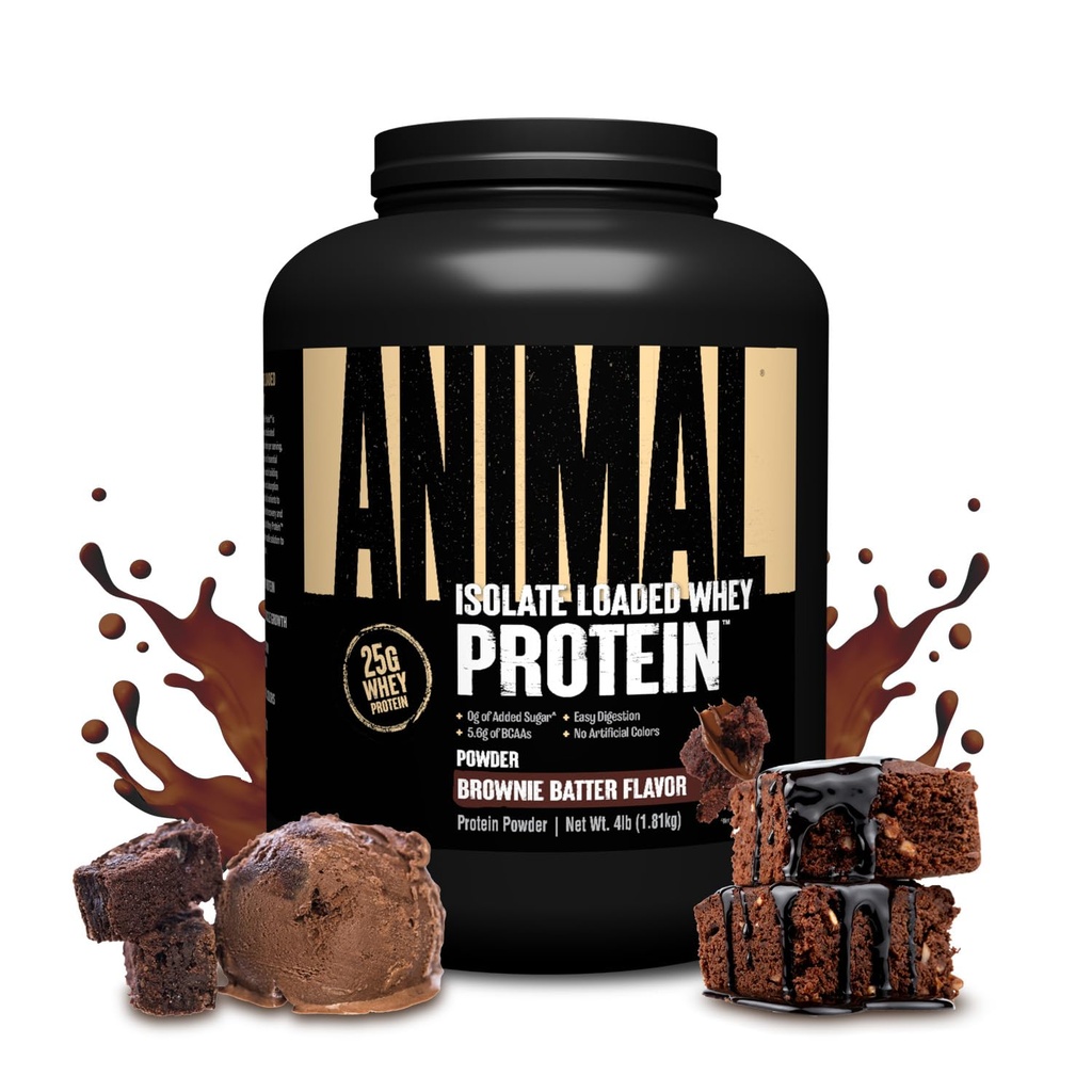 Animal Whey Isolate Protein Powder - Ladattu Pre & Post harjoitus Lihas Builder ja Recovery kanssa Dgestive Enzymes miesten & naisten - 25g proteiinia, suuri maku, alhainen sokeri - Brownie Batter 4 kg