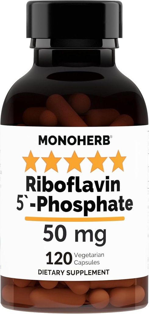 MONOHERB Riboflavin 5-fosfat 50 mg - 120 vegetariska kapslar - Bioaktiv vitamin B2