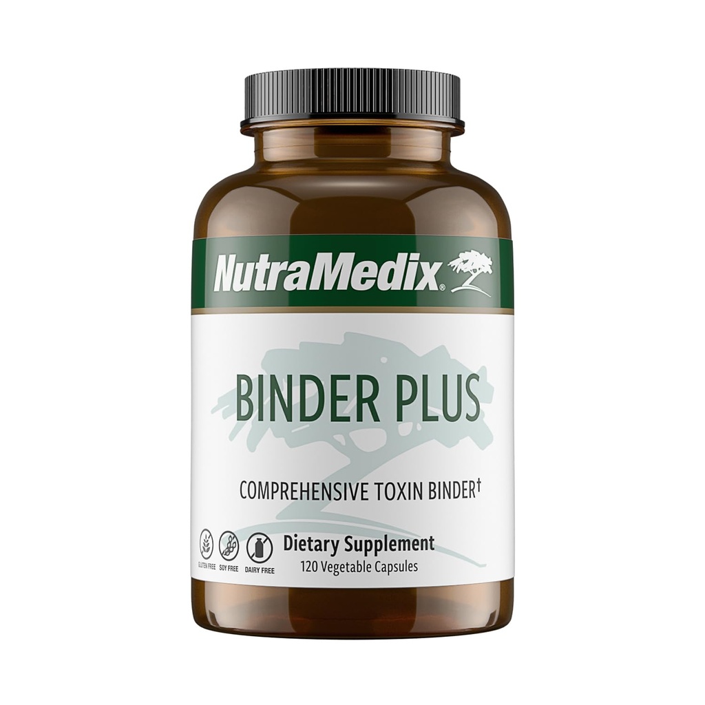 NutraMediax Binder Plus - Comprehensive Toxin Binder & Body Detoxifier - Prebiootti Antioksidantti Tuki + Inulin, Bentonite, Aloe Vera, Aktivoitu hiilihiili, Fulvic Minerals & Chitosan (120 kapselia)